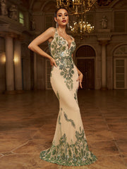Sleeveless Mermaid Sequin Gown Dress