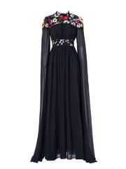 Stand Collar Embodied Tulle Dress