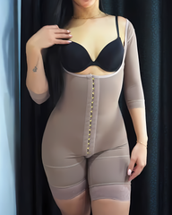 Mid-Length Sleeve Hip-Lifting Open Bust Body Shaper