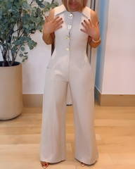 Sleeveless Slim Fit Wide Leg Jumpsuit