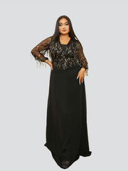 Plus Size Panel V-neck A-line Prom Dress