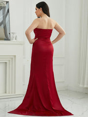 Strapless High Split Prom Dress