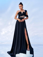 Black One Shoulder Corset Backless Evening dress