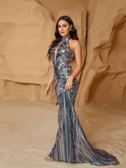 Cold Shoulder Cutout Sequin Dress
