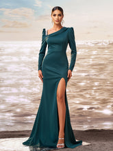 Dark Green Long Sleeve Mermaid Split Dress