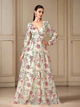 V-Neck Backless Tulle Apricot Prom Dress