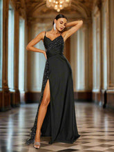 Open Back Wrap Maxi Black Prom Dress