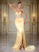 Corset Sleeveless Split Satin Dress