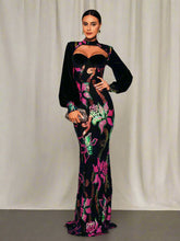 Cutout Lantern Sleeve Mermaid Dress