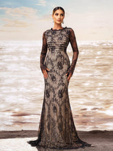 Romantic Floral Lace Long Sleeve Formal Dress