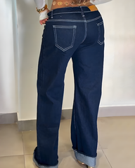 High-Waisted Straight-Leg Jeans