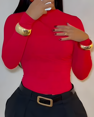 Mesh Ruched Long Sleeve Top