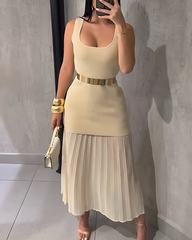 Knitted Mesh Patchwork Slim Dress