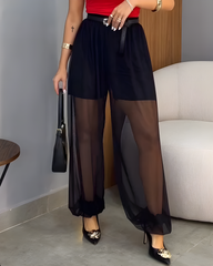 Sheer Mesh Slim Casual Pants
