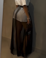 Single Layer Sheer Mesh Maxi Skirt