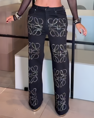 Shiny Straight Leg Jeans