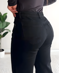 Hip-Lifting Sparkling Rhinestone Wide-Leg Jeans