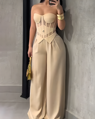 Bandeau Slimming Fit Casual Wide-Leg Jumpsuit