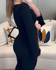 Long-Sleeved Cutout Flared Jumpsuit