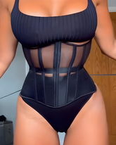 Sheer Mesh Steel Boned Waist Trainer