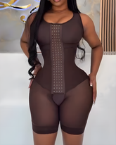 4-Row Hook Eye Full-Body Sleeveless Tummy-Control Shapewear