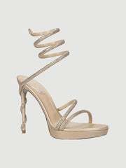 Rhinestone Snake Wrap Open-toe High Heels