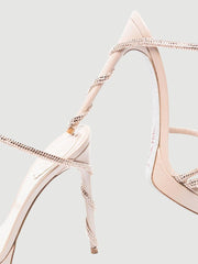 Rhinestone Snake Wrap Open-toe High Heels