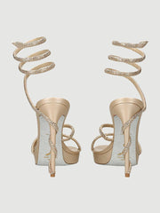 Rhinestone Snake Wrap Open-toe High Heels