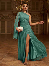 Green One Shoulder Split Prom Dress MCB0931