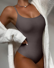 Ribbed Sleeveless Straps Bodysuit