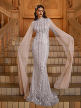 Stand Collar Leaf Sequin Arabian Dress