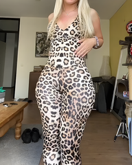 Leopard Print Tummy Control Sculpting Jumpsuit