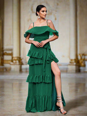 Ruffled Chiffon Vacation Dress