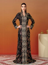 Vintage Sequin Split Black Maxi Dress