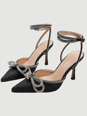 Rhinestone Bow Head Wrapped High Heels