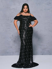 Plus Appliqued Off Shoulder Polka Dot Dress