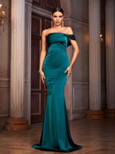 Green Backless Elegant Off Shoulder Prom Dress