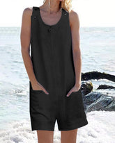 Pocket Buttons Shorts Jumpsuit