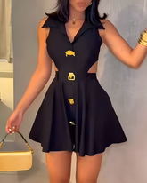 Lapel Slimming Cutout Dress