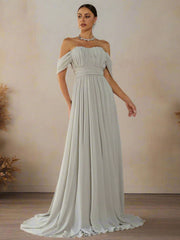 Off Shoulder Ruched Evening Dress