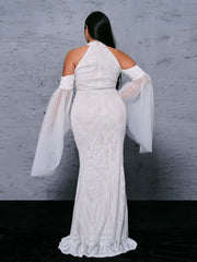 Plus Cold Shoulder Mermaid Formal Dress