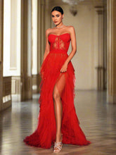 Corset See Through Split Tulle Dress