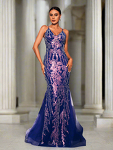 Spaghetti Straps Lace Up Sequin Dress