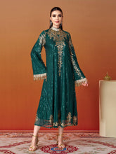 Stand Collar Bell Sleeve Sequin Dress