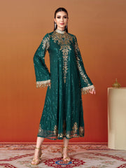 Stand Collar Bell Sleeve Sequin Dress