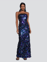 Tube Top Sequin Blue Maxi Dress