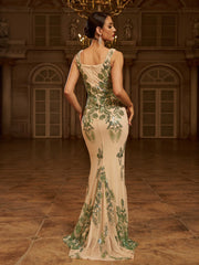 Sleeveless Mermaid Sequin Gown Dress