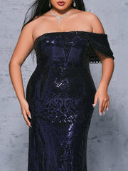Plus Cutout One Shoulder Mermaid Sequin Dress