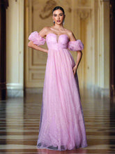 Off Shoulder A-line Sequin Tulle Dress