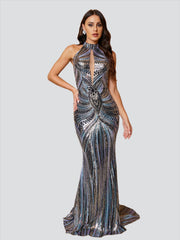 Cold Shoulder Cutout Sequin Dress